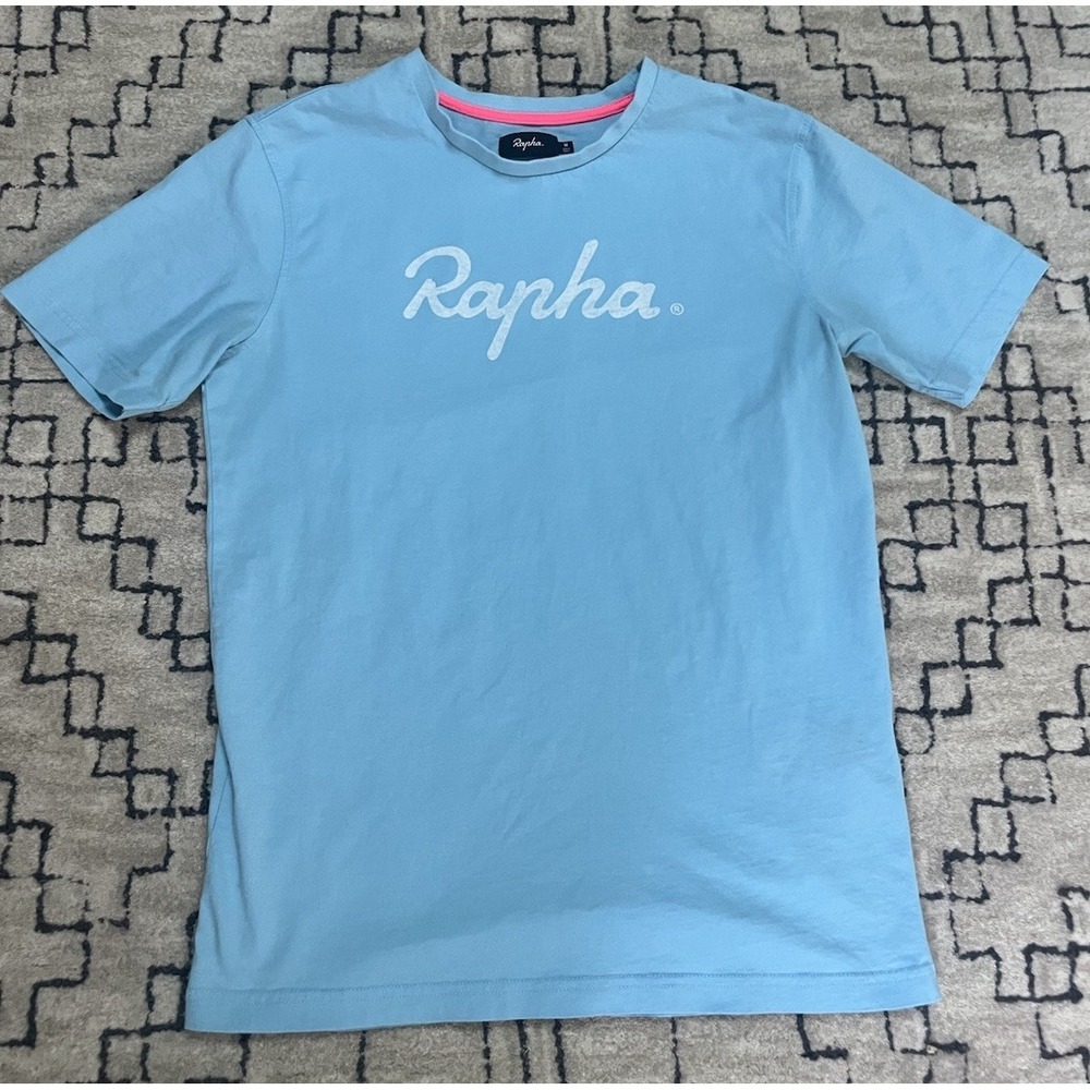 Rapha Graphic Logo T-Shirt Blue Short Sleeve Crew Neck Cotton Jersey Men's M